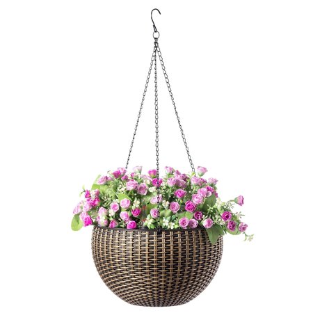 GARDENISED 10 Self Watering Bronze Hanging Basket Flower Planter QI003891